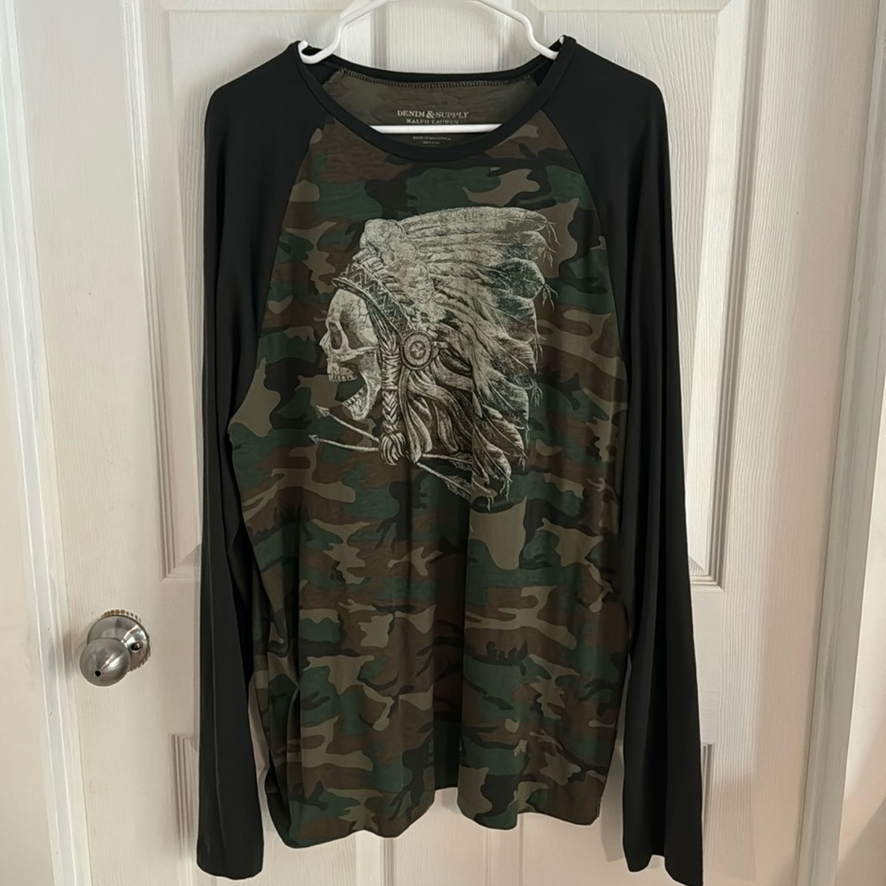 Denim and Supply Men’s Indian Skull Head Long Sleeve Shirt - XL